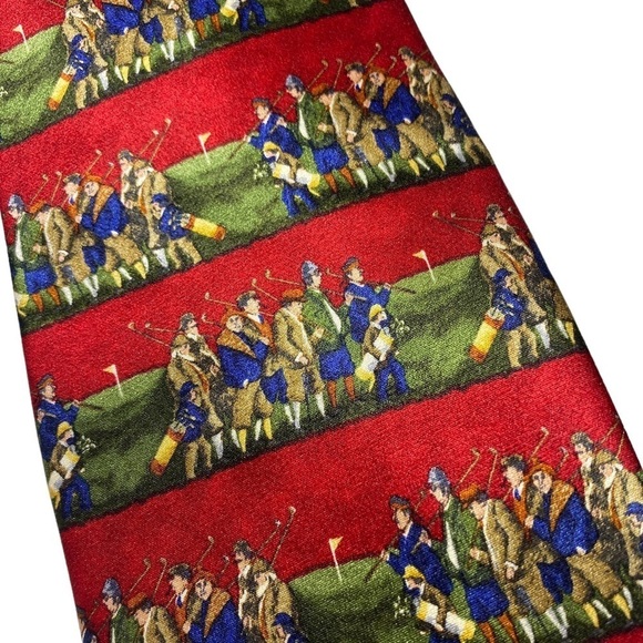 Guy Buffet Old Fashioned Golfers 100% Silk Tie mens necktie - Picture 2 of 5